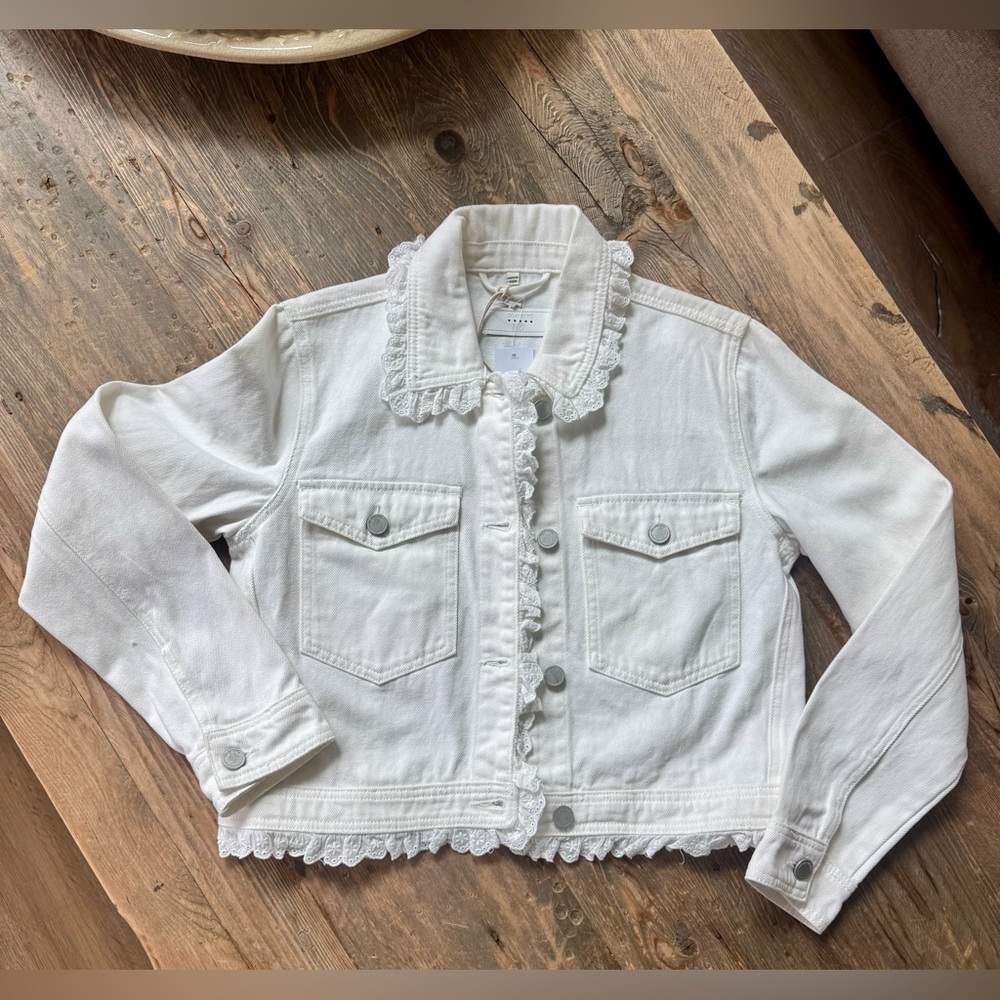 NWT-Blank NYC White Denim Jacket with eyelet trim